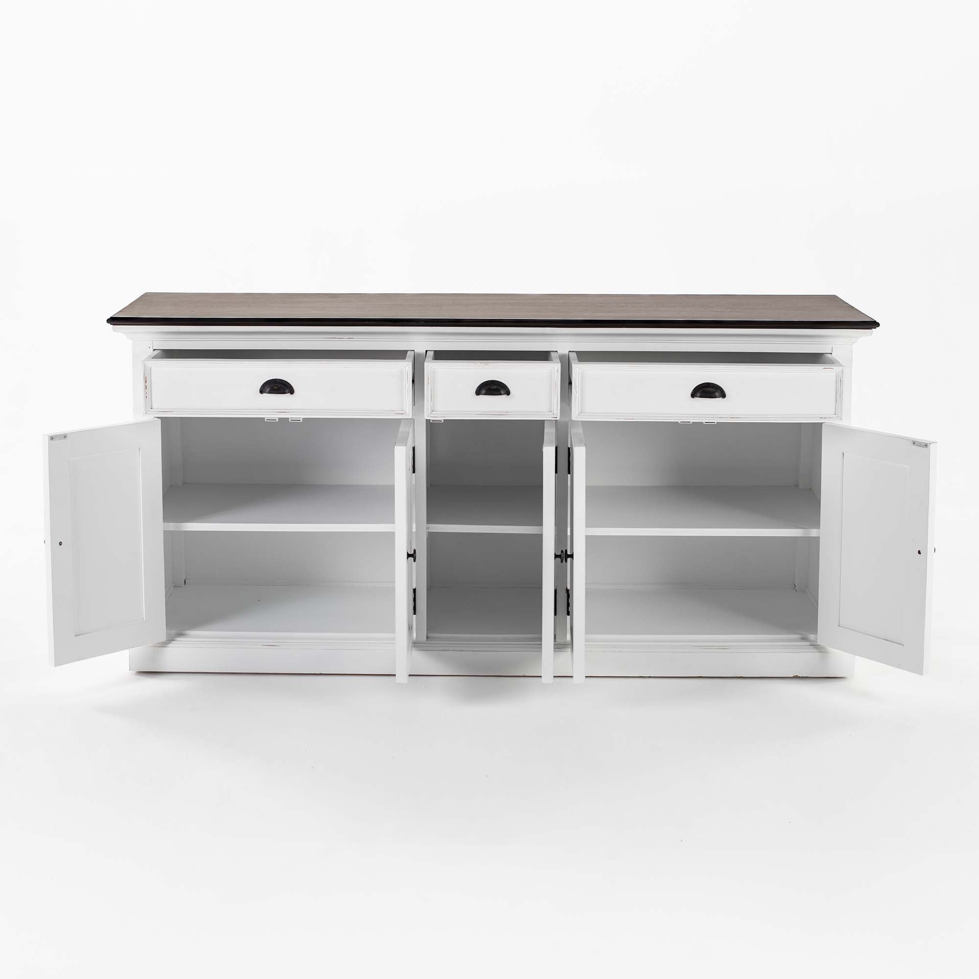 Buffet with 3 Drawers and 5 Doors - White Distress & Deep Brown