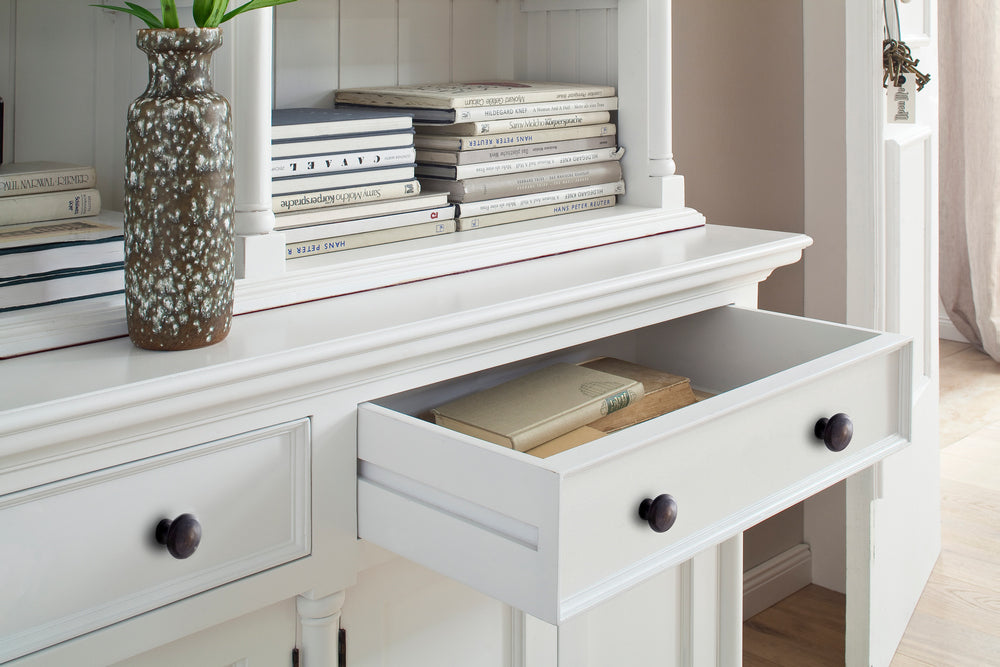 Provence Buffet and Open Hutch Cabinet - White BOTTOM