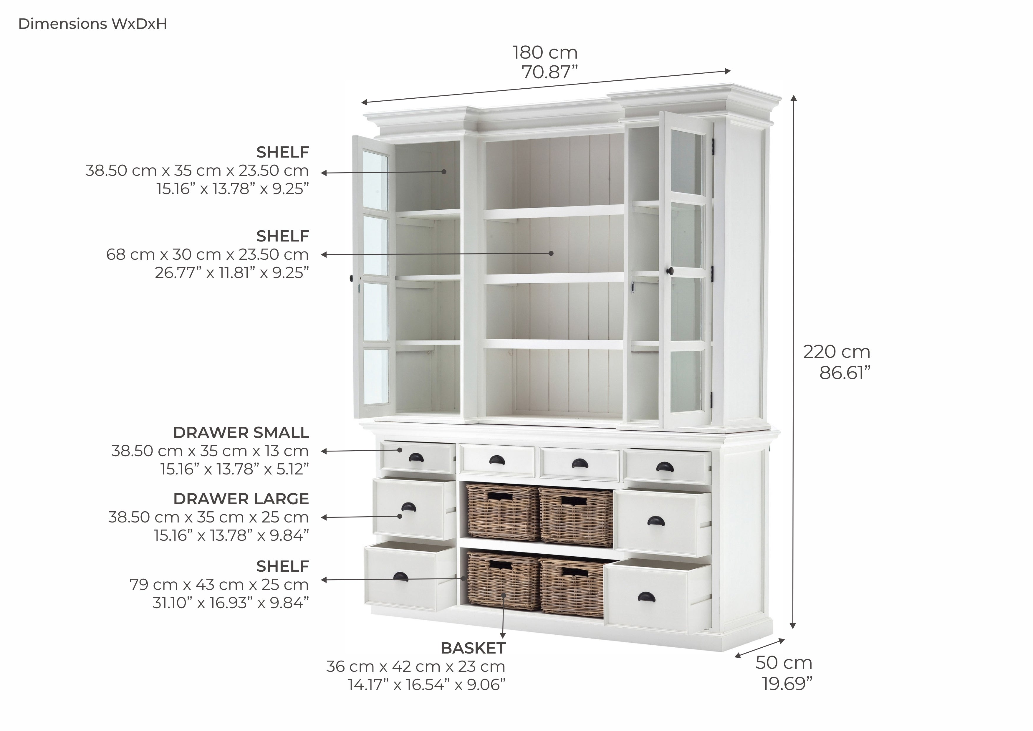 Halifax Buffet & Hutch - White TOP
