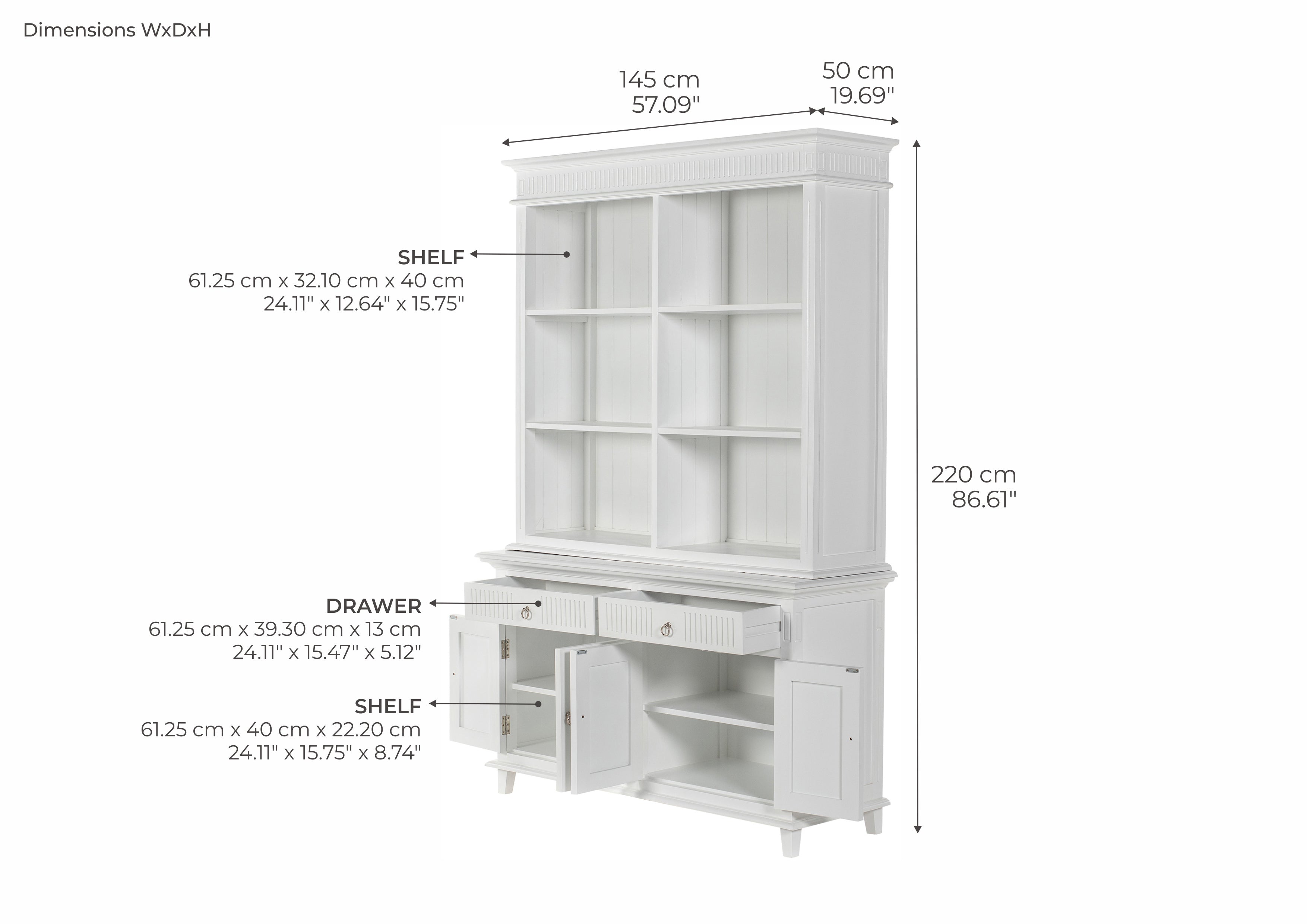 Skansen Hutch Unit with 6 Shelves - BOTTOM