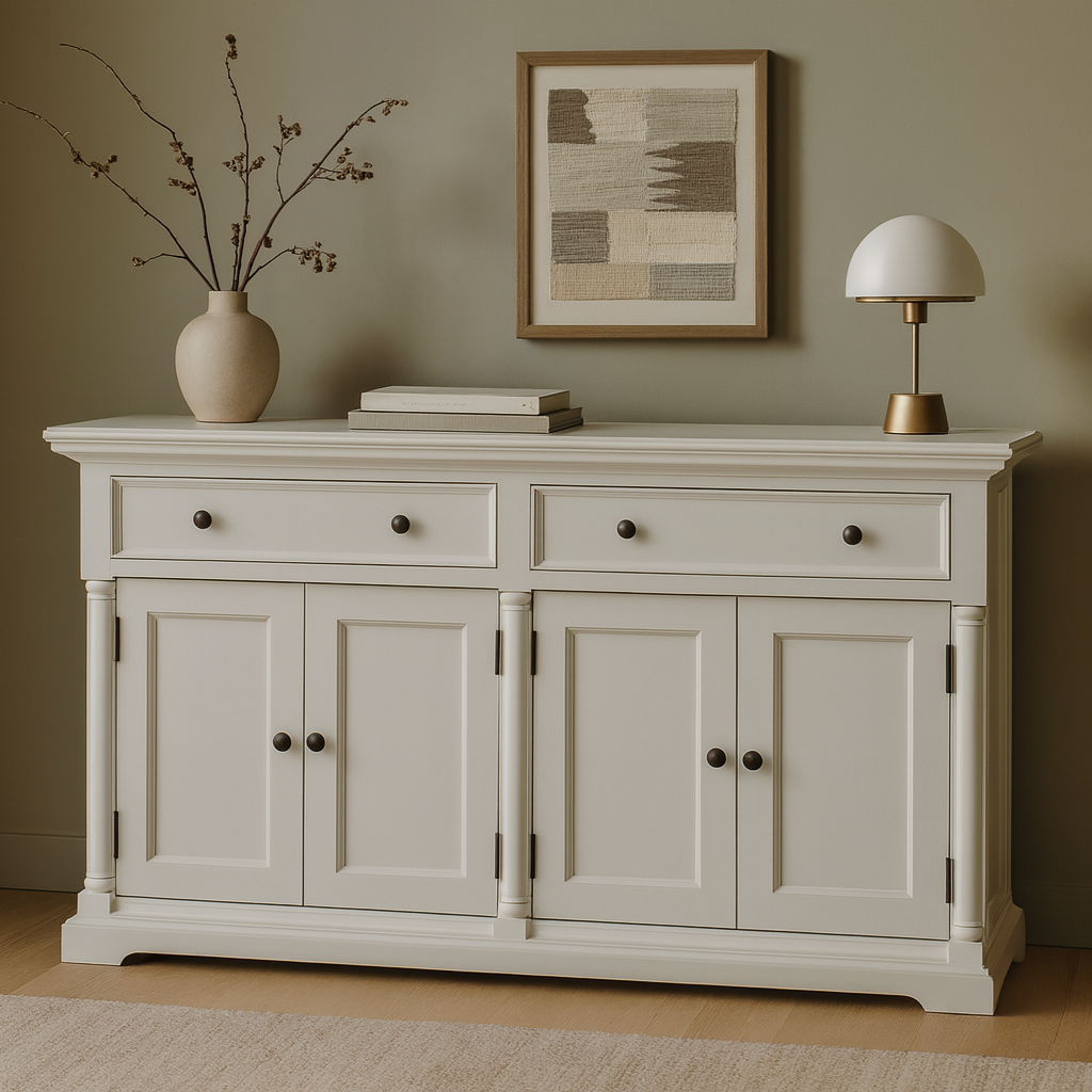Provence Buffet and Open Hutch Cabinet - White BOTTOM