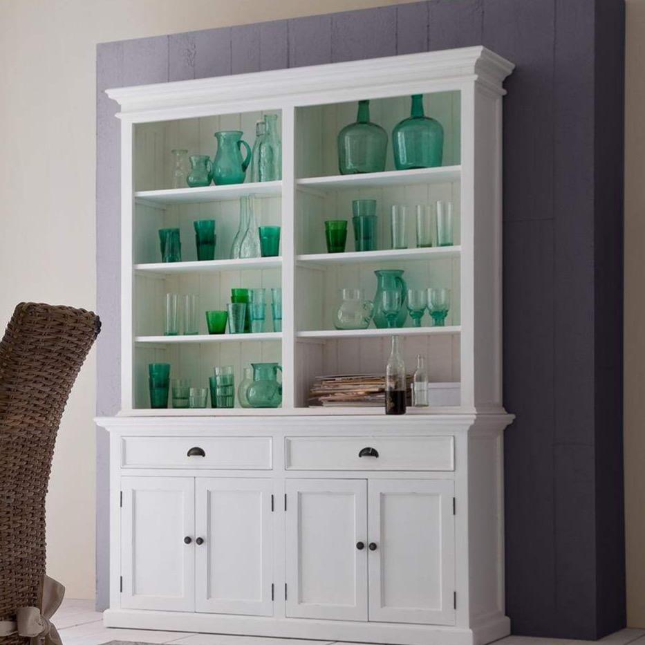 Halifax Buffet & Open Shelf Hutch - White-Hutch Cabinet-Novasolo-I Wanna Go Home